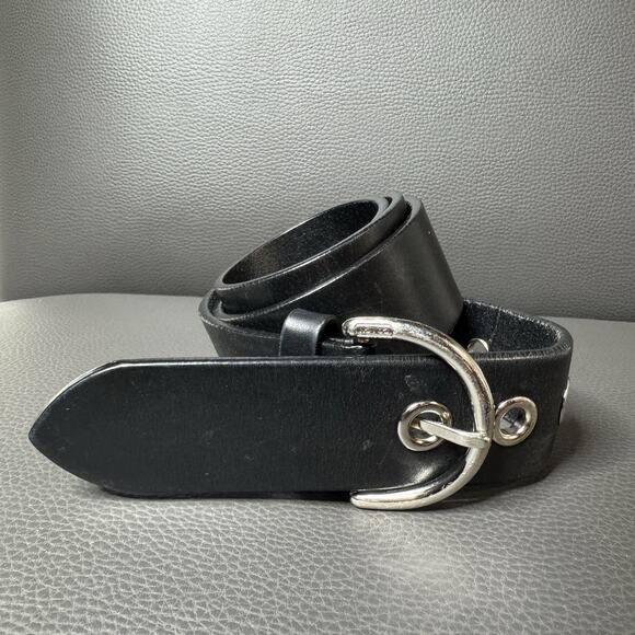 VTG Coach Genuine Leather Belt Black Silver Buckle Size M Classic